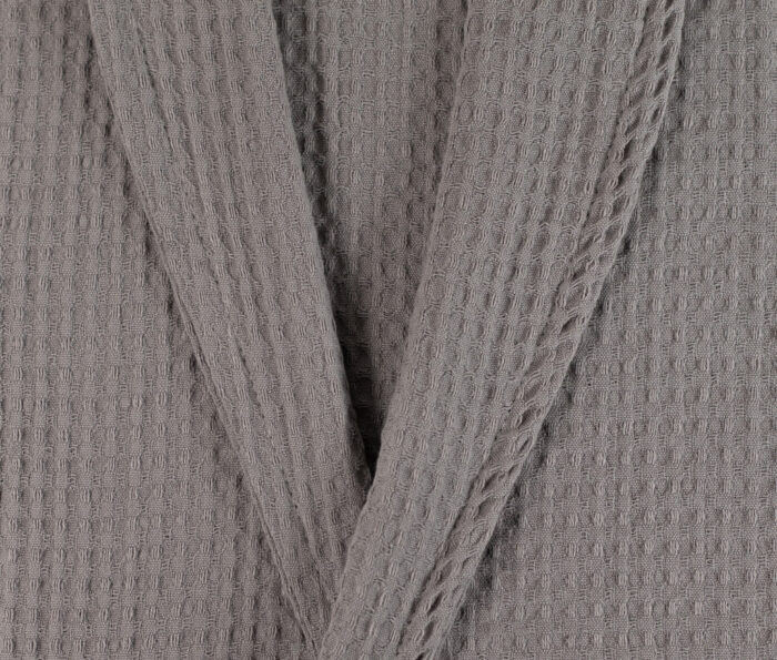 WAFFLES_shawl_collar_bathrobe_grey__61859 100% Cotton Lightweight Waffle Dressing Gown