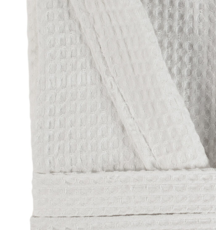 WAFFLES_shawl_collar_bathrobe_white-3__27203 100% Cotton Lightweight Waffle Dressing Gown