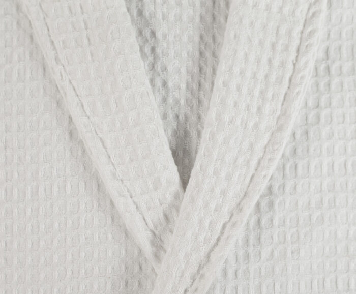 WAFFLES_shawl_collar_bathrobe_white__49854 100% Cotton Lightweight Waffle Dressing Gown