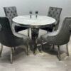 Round Grey & Silver Dining Table