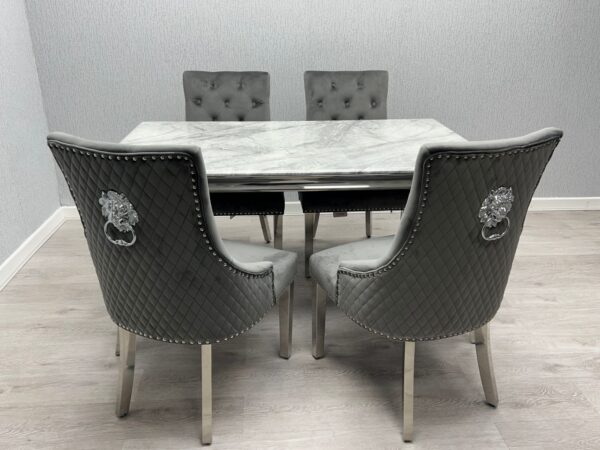 Grey & Silver Dining Table Square Shape 1.2 Metres