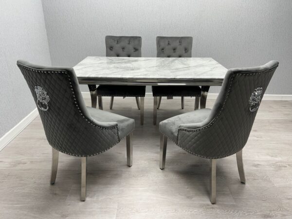 Grey & Silver Dining Table Square Shape 1.2 Metres