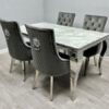 Grey & Silver Dining Table Square Shape 1.2 Metres