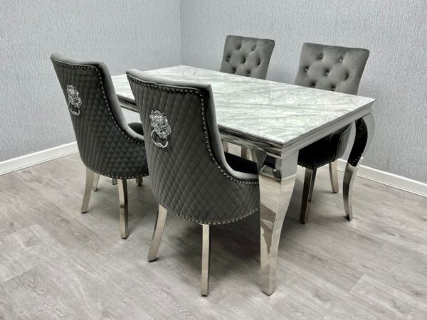 Grey & Silver Dining Table Square Shape 1.2 Metres