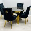 Round Black & Gold Dining Table