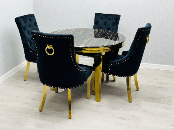 Round Black & Gold Dining Table