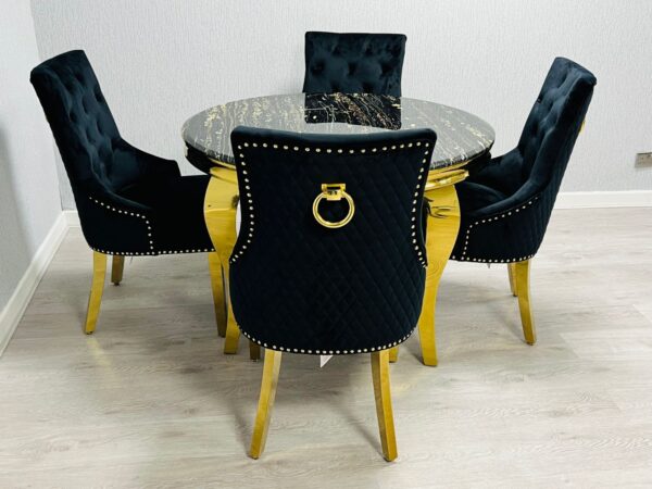Round Black & Gold Dining Table