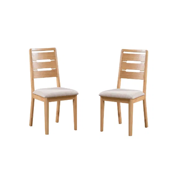 Set Of 2 Curve Dining Chairs Oak