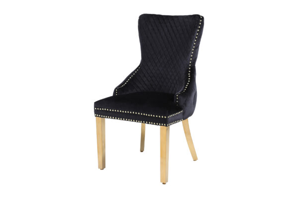Victoria Black Gold Lion Knocker Dining Chair Set of 2