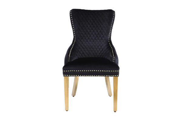 Victoria Black Gold Lion Knocker Dining Chair Set of 2