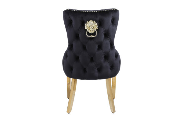 Victoria Black Gold Lion Knocker Dining Chair Set of 2