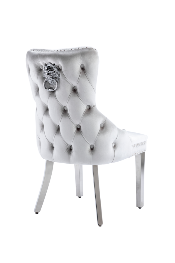 Victoria Silver Lion Knocker Dining Chair Set of 2