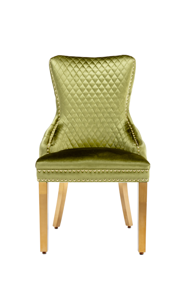 DC1016-3-600x900 Victoria Green Gold Lion Knocker Dining Chair Set of 2