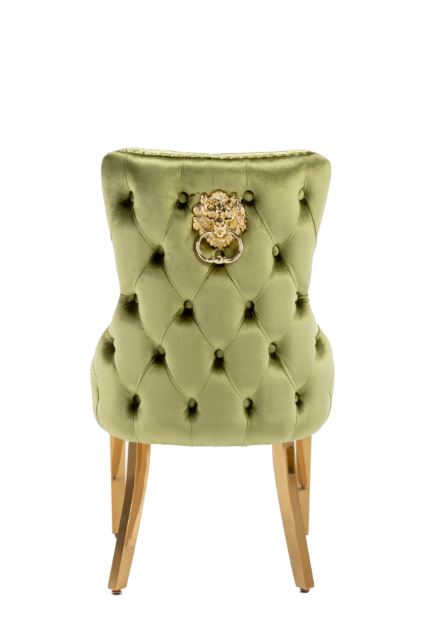 DC1016-600x900 Victoria Green Gold Lion Knocker Dining Chair Set of 2
