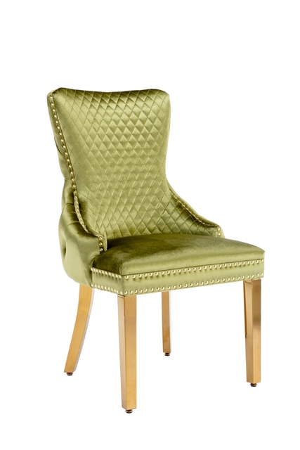 DC1016 Victoria Green Gold Lion Knocker Dining Chair Set of 2