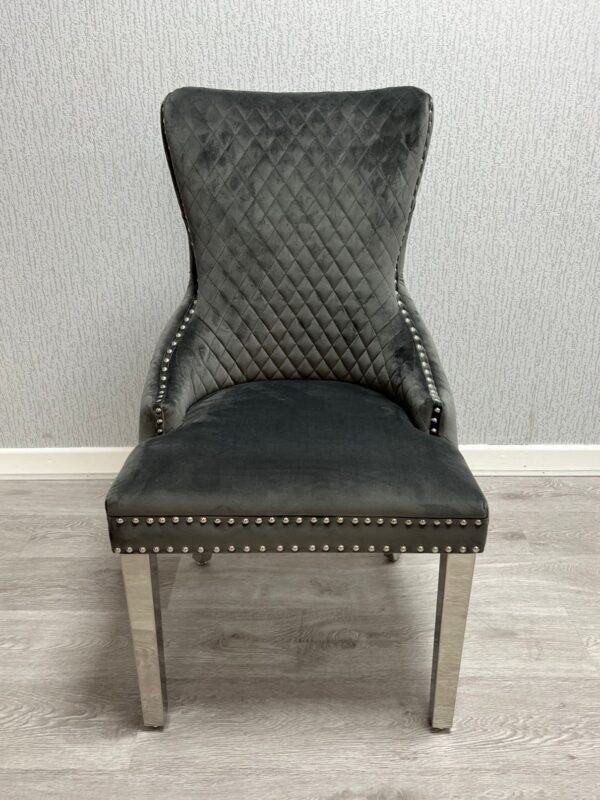 Victoria Dark Grey Ring Knocker Dining Chair Set of 2