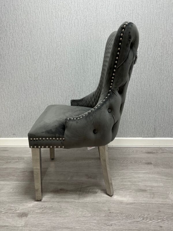 Victoria Dark Grey Ring Knocker Dining Chair Set of 2