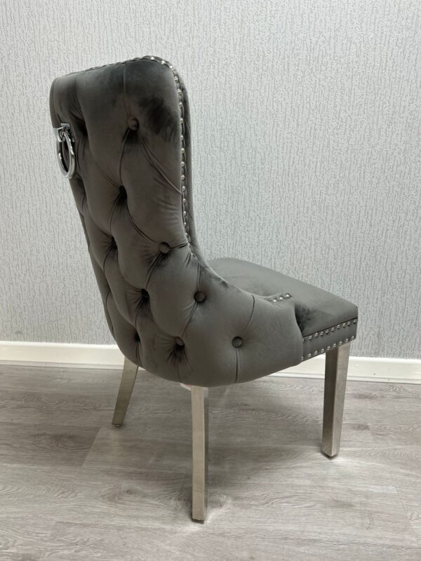 Victoria Dark Grey Ring Knocker Dining Chair Set of 2