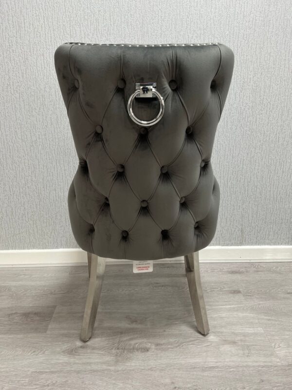 Victoria Dark Grey Ring Knocker Dining Chair Set of 2
