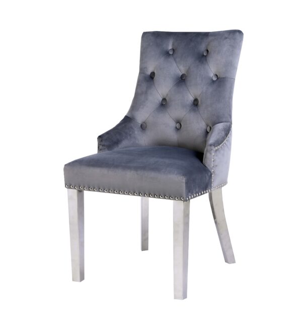 Valencia Dark Grey Chrome Leg Dining Chair Set of 2