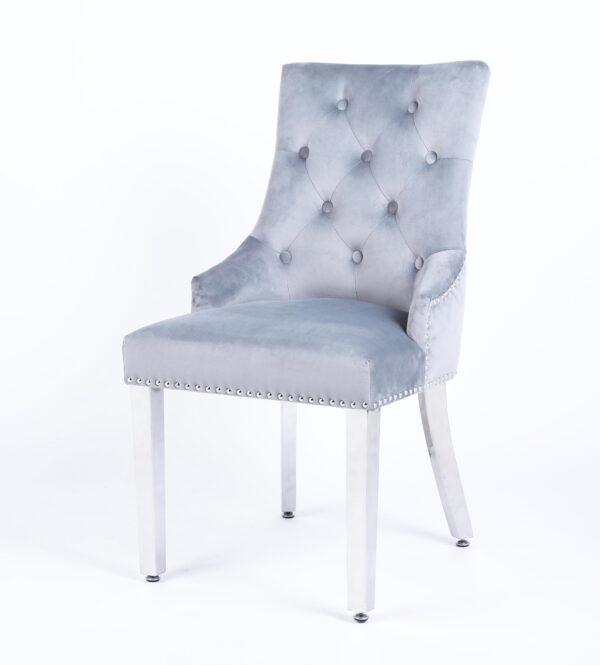 Valencia Light Grey Chrome Leg Dining Chair Set of 2