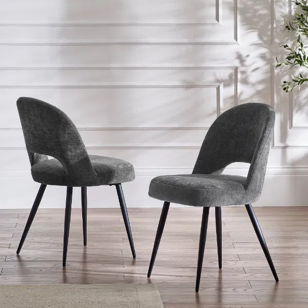 Set Of 2 Ella Dining Chairs Dark Grey