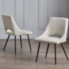 Set Of 2 Iris Boucle Dining Chairs Ivory
