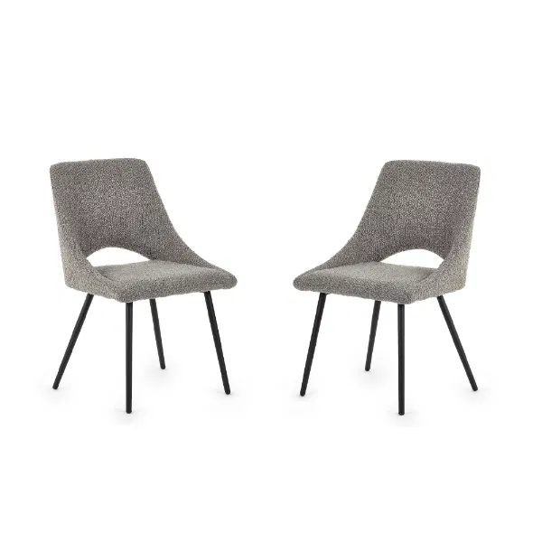 Set Of 2 Iris Boucle Dining Chairs Grey