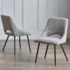 Set Of 2 Iris Boucle Dining Chairs Grey