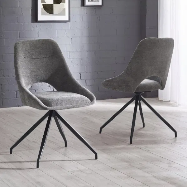 Set of 2 Jonah Swivel Return Dining Chairs Grey