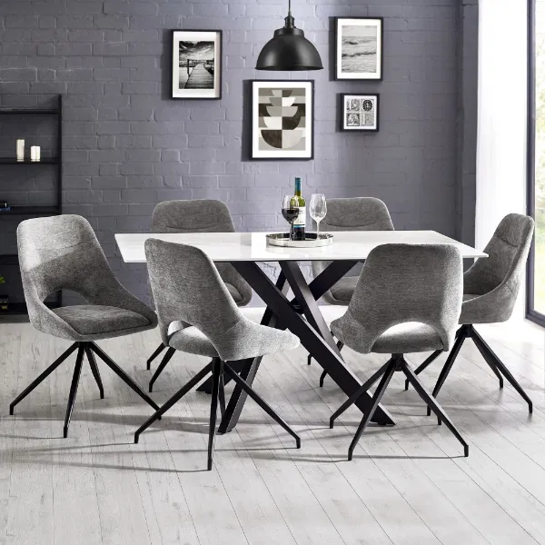 Set of 2 Jonah Swivel Return Dining Chairs Grey