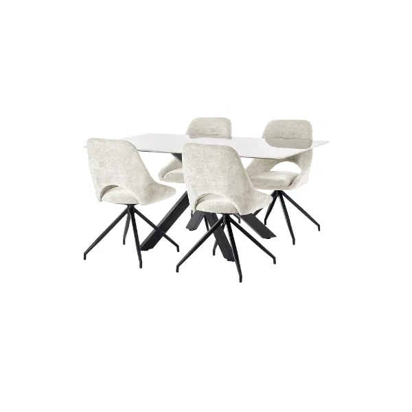 Set of 2 Jonah Swivel Return Dining Chairs Cream