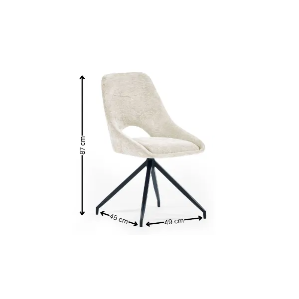 Set of 2 Jonah Swivel Return Dining Chairs Cream