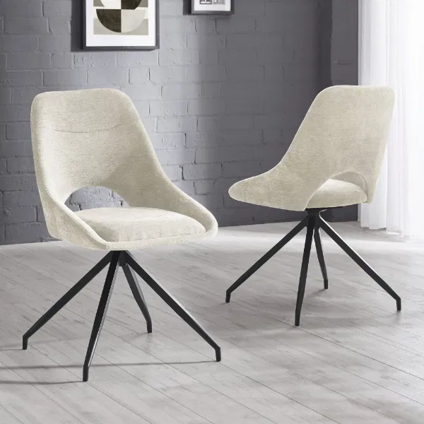 Set of 2 Jonah Swivel Return Dining Chairs Cream
