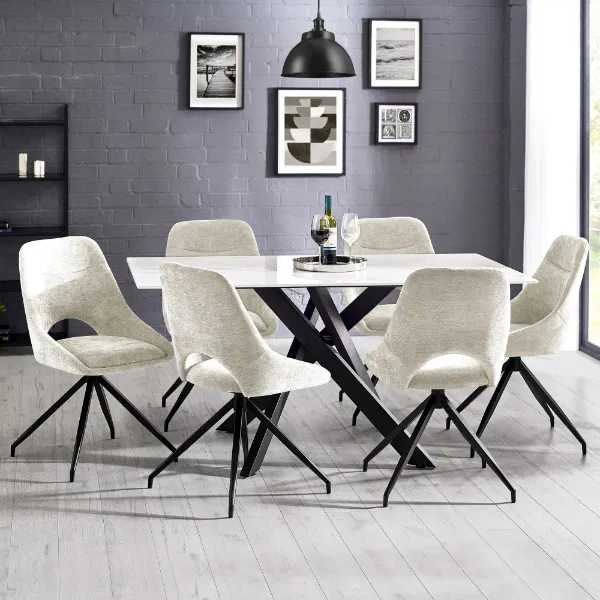 Set of 2 Jonah Swivel Return Dining Chairs Cream