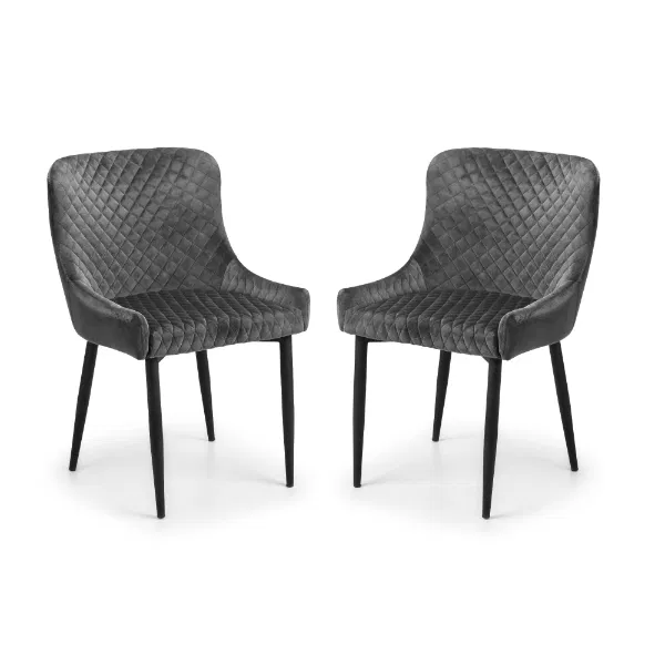 Set Of 2 Luxe Dining Chairs Grey