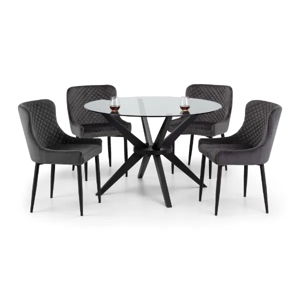 Set Of 2 Luxe Dining Chairs Grey