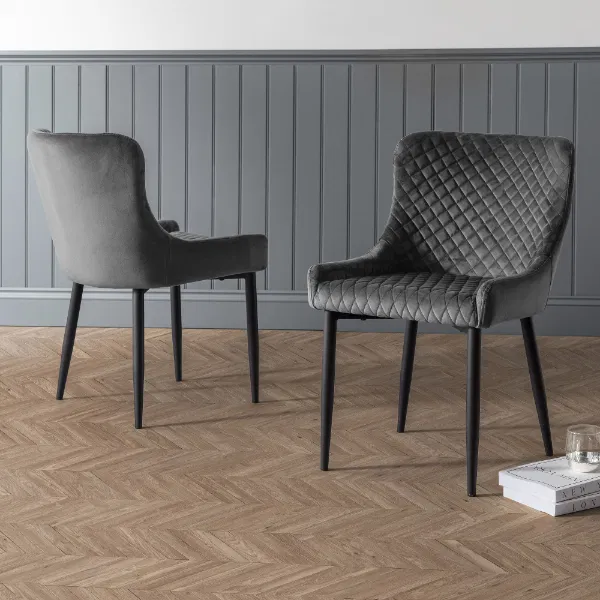 Set Of 2 Luxe Dining Chairs Grey