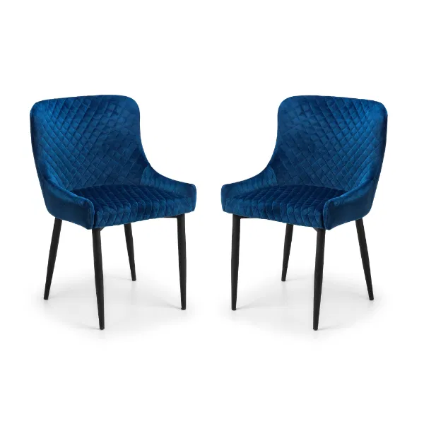 Set Of 2 Luxe Dining Chairs Blue
