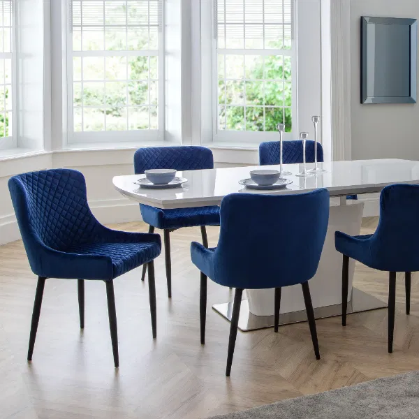 Set Of 2 Luxe Dining Chairs Blue