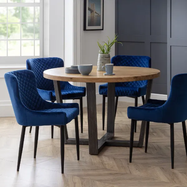 Set Of 2 Luxe Dining Chairs Blue