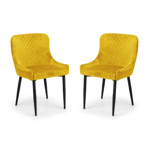 Set Of 2 Luxe Dining Chairs Yellow
