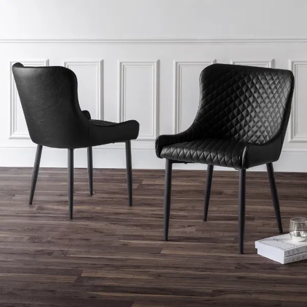 Set Of 2 Luxe Dining Chairs Black