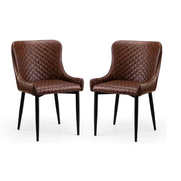 Set Of 2 Luxe Dining Chairs Brown