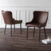 Set Of 2 Luxe Dining Chairs Brown