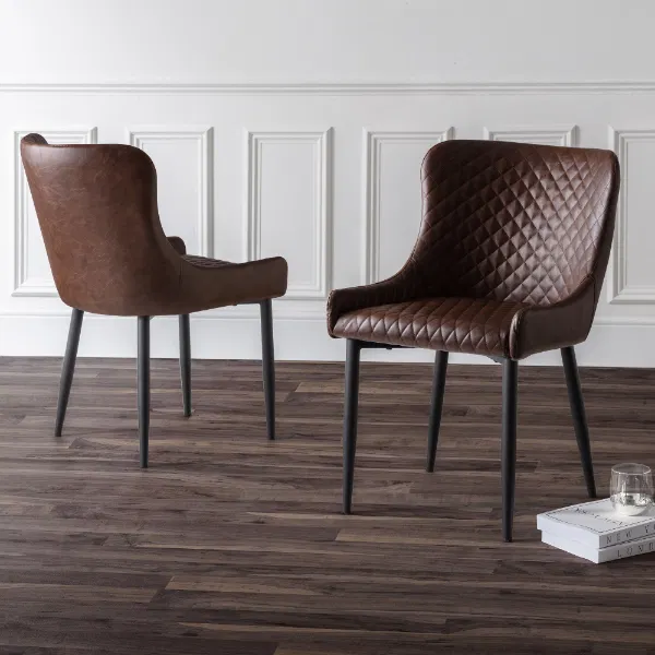 Set Of 2 Luxe Dining Chairs Brown