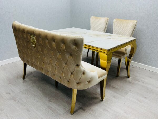 Victoria Cream Gold Luxury Bench Lion Knocker