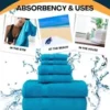 6 Pieces Face Towels Set 650 GSM 100% Cotton Luxuriously Soft & Super Absorbent Colour Ocean Blue/Azul/Blue/Aqua
