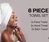 6 Pieces Face Towels Set 650 GSM 100% Cotton Luxuriously Soft & Super Absorbent Colour Ocean Blue/Azul/Blue/Aqua