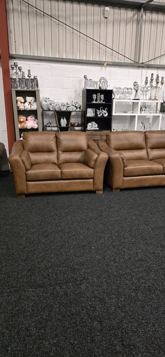 Virginia Italian Real Leather Sofa 3 &  2 Seater 10 Years Guarantee
